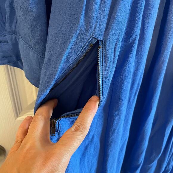 Maeve Anthropologie Blue V-Neck Utility Dress, Size L - Picture 4 of 16